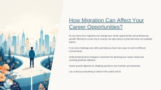How Migration Can Affect Your Career Opportunities?