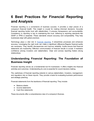 6 Best Practices for Financial Reporting and Analysis