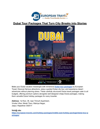 Dubai tour packages