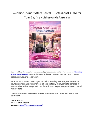 Wedding Sound System Rental – Professional Audio for Your Big Day – Lightsounds Australia
