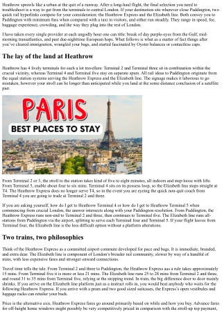 Transport from Heathrow to Paddington: Heathrow Express vs. Elizabeth Line