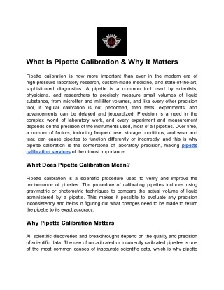 What Is Pipette Calibration and Why It Matters