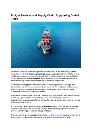 Freight Services and Supply Chain_ Supporting Global Trade