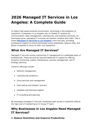 2026 Managed IT Services in Los Angeles: A Complete Guide