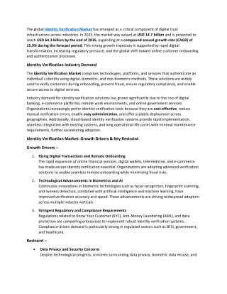 Identity Verification Market Research Report, Demand and Future Trends Till 2035