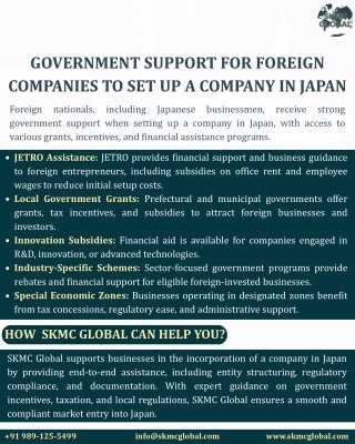 Government Support for Foreign Companies to set up a company in Japan