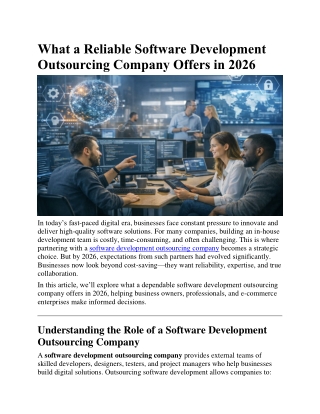 What a Reliable Software Development Outsourcing Company Offers in 2026