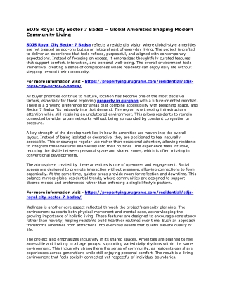 SDJS Royal City Sector 7 Badsa – Global Amenities Shaping Modern Community Living