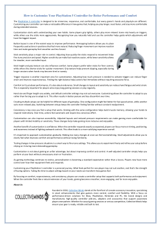 How to Customize Your PlayStation 5 Controller for Better Performance and Comfort