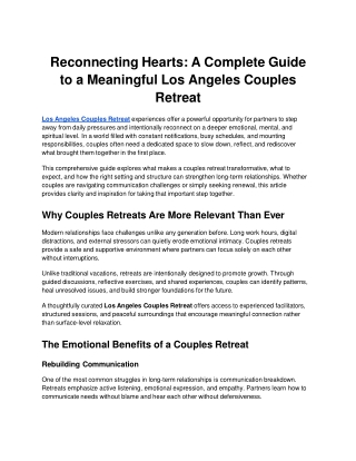 Reconnecting Hearts_ A Complete Guide to a Meaningful Los Angeles Couples Retreat