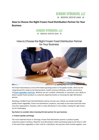 How to Choose the Right Frozen Food Distribution Partner for Your Business