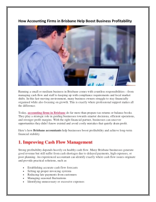 How Accounting Firms in Brisbane Help Boost Business Profitability