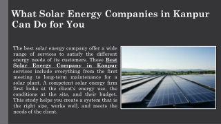 What Solar Energy Companies in Kanpur Can Do for You 