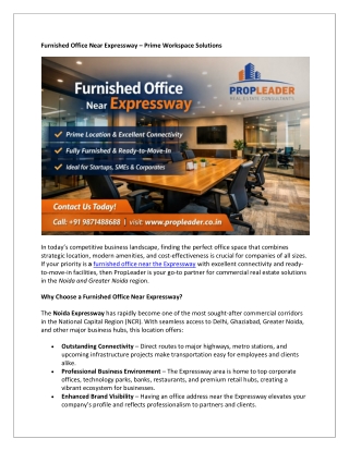 Furnished Office Near Expressway | Ready-to-Move Office Spaces