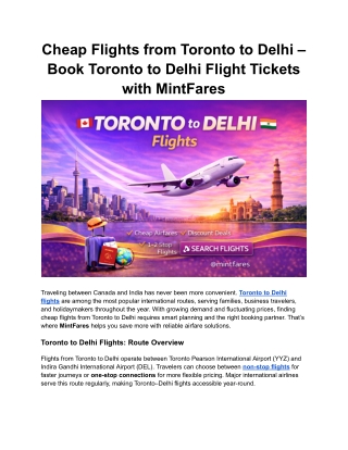 Toronto to Delhi Flight Booking Made Easy – MintFares