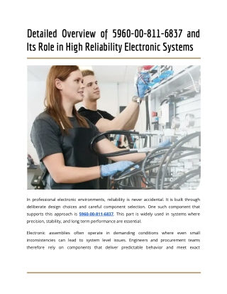Detailed Overview of 5960-00-811-6837 and Its Role in High Reliability Electroni