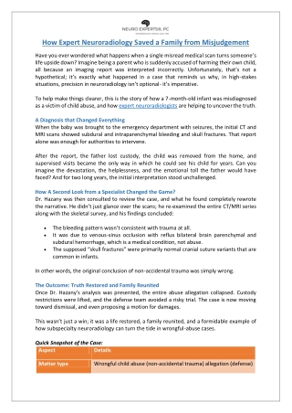 How Expert Neuroradiology Saved a Family from Misjudgement