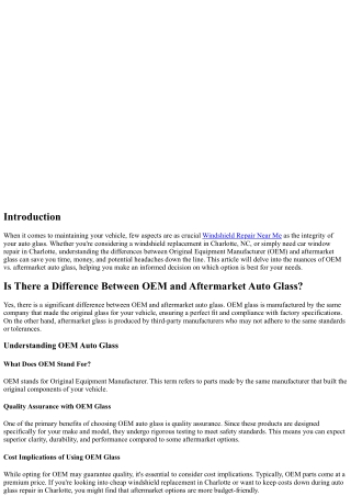 Is There a Difference Between OEM and Aftermarket Auto Glass?