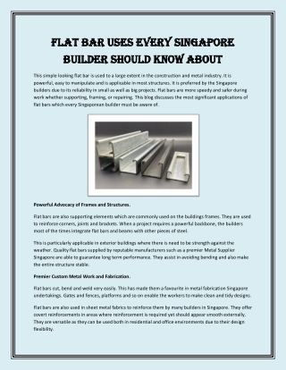 Flat Bar Uses Every Singapore Builder Should Know About