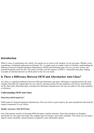 Is There a Difference Between OEM and Aftermarket Auto Glass?