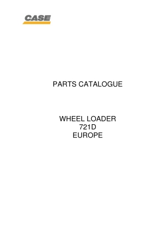 CASE 721D Europe Wheel Loader Parts Catalogue Manual Instant Download