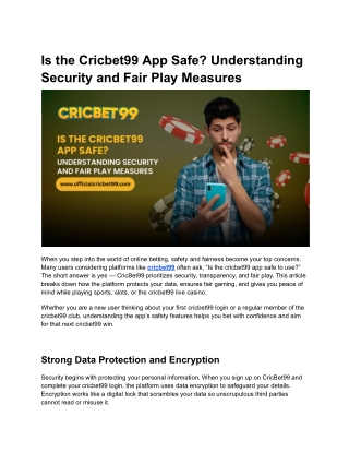 Is the Cricbet99 App Safe Understanding Security and Fair Play Measures