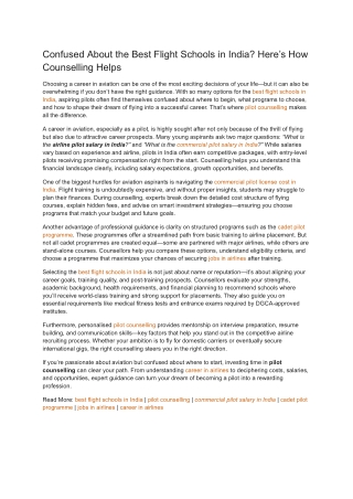 Confused About the Best Flight Schools in India