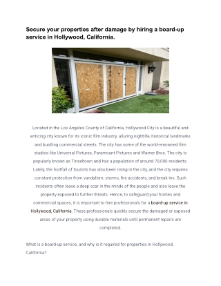 Secure your properties after damage by hiring a board-up service in Hollywood, California