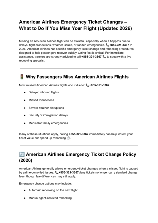 American Airlines Emergency Ticket Changes – What to Do If You Miss Your Flight (Updated 2026)