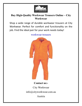 Buy High-Quality Workwear Trousers Online  City Workwear