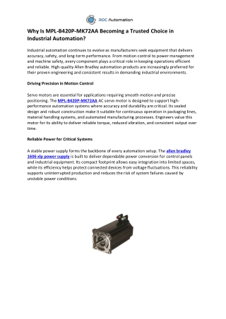 ROC Automatiom- Allen Bradley 1606 XLP Power Supply