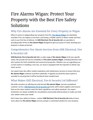 1- Fire Alarms Wigan Protect Your Property with the Best Fire Safety Solutions