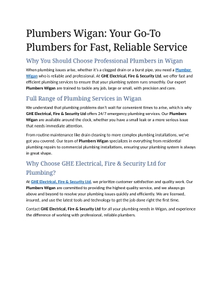 2- Plumbers Wigan Your Go-To Plumbers for Fast, Reliable Service