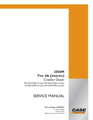 CASE 2050M Tier 4A (interim) Crawler Dozer Service Repair Manual Instant Download (PIN NCDC25000 and above; PIN NDDC2500