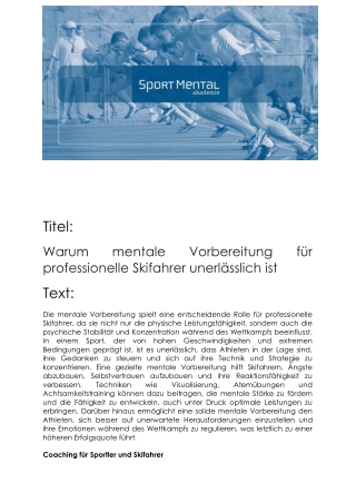 Coaching für Sportler