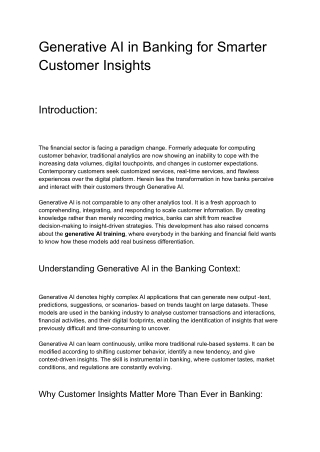 Generative AI in Banking for Smarter Customer Insights