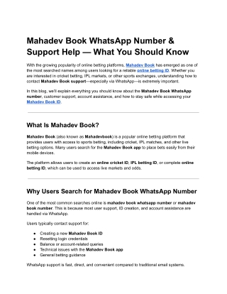 Mahadev Book WhatsApp Number & Support Help — What You Should Know