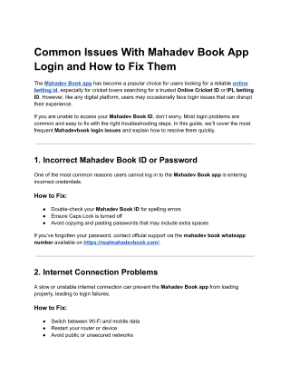 Common Issues With Mahadev Book App Login and How to Fix Them