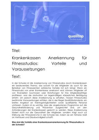 Krankenkassen Anerkennung für Fitnessstudios