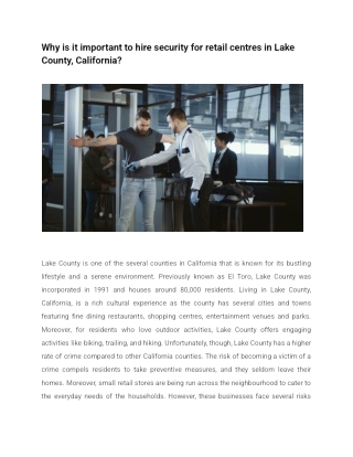 Why is it important to hire security for retail centres in Lake County, California