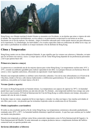 Cuándo es el Mejor Momento  a fin de Disfrutar de Hong Kong