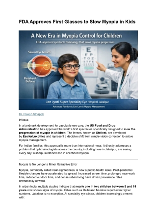 FDA Approves First Glasses to Slow Myopia in Kids