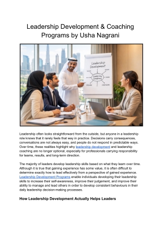Leadership Development & Coaching Programs by Usha Nagrani