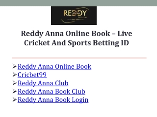Reddy Anna Online Book – Live Cricket And Sports Betting ID