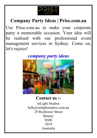Company Party Ideas | Prise.com.au