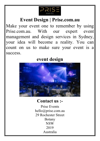 Event Design | Prise.com.au