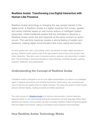 Realtime Avatar_ Transforming Live Digital Interaction with Human-Like Presence