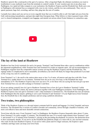 Transport from Heathrow to Paddington: Heathrow Express vs. Elizabeth Line