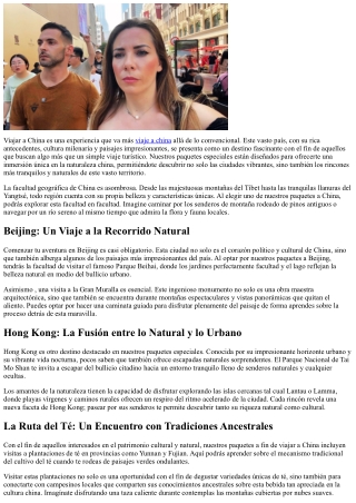 Descubre la Entorno China con Nuestros Paquetes Especiales de Viaje