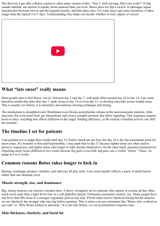 Late Onset Botox: Why Some People See Results More Slowly